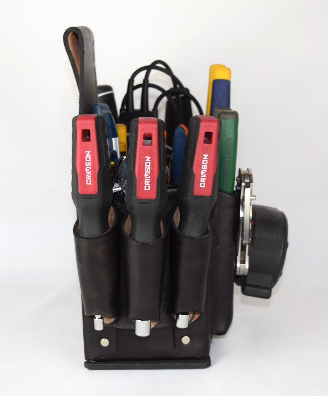 4X8 Black Leather tool pouch with shoulder strap