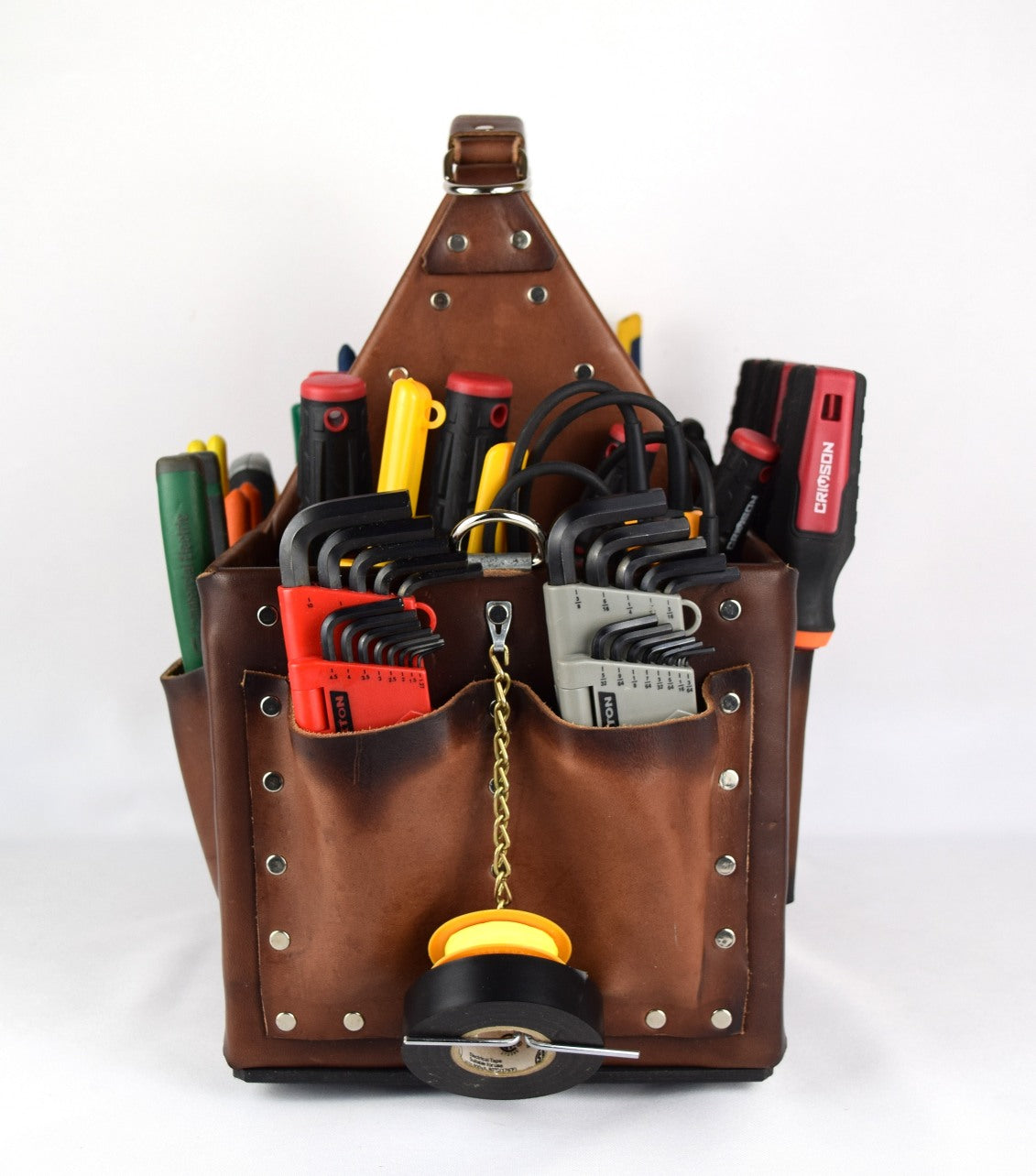 8X12 Brown tool Bag 1-side pockets 1-side screwdrivers holders