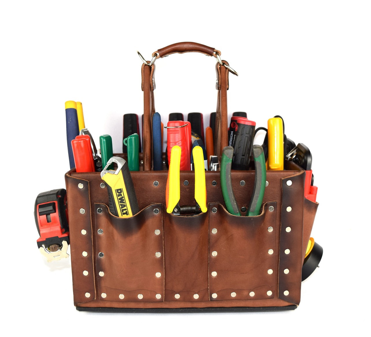 8X12 Brown tool Bag 1-side pockets 1-side screwdrivers holders