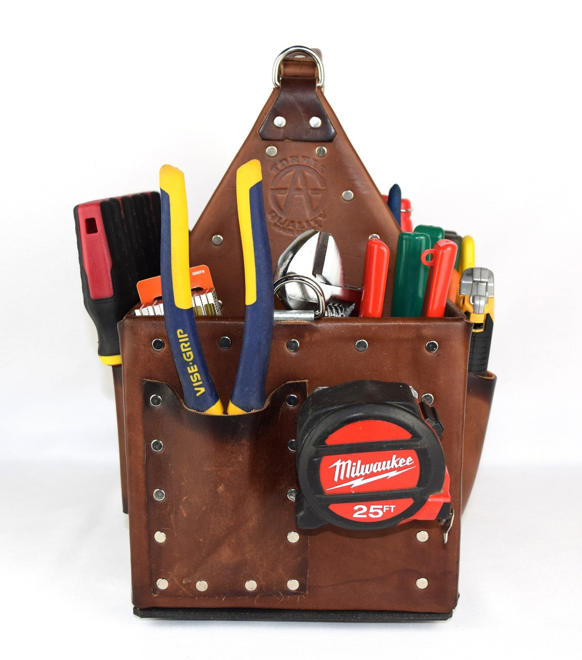 8X12 Brown tool Bag 1-side pockets 1-side screwdrivers holders